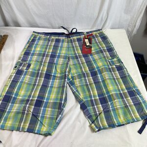 NWT KOMAN Plaid Long Shorts W/ Belt Y2K Bermuda 3XL 42-44